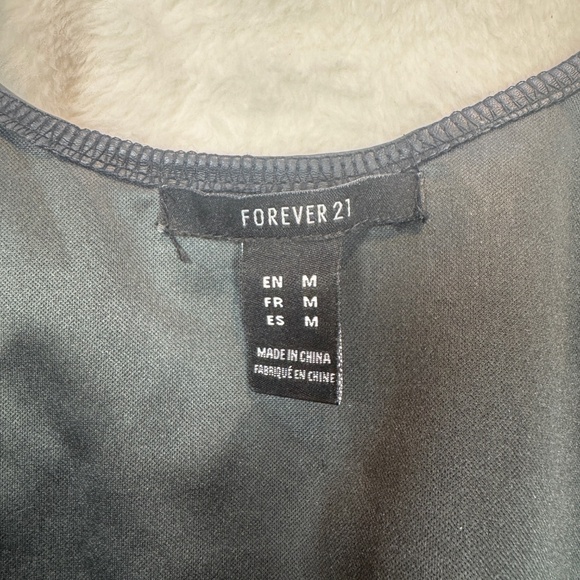 Forever 21 Crop Top Womens Size Medium Black Faux Leather Goth Coquette - Picture 3 of 7